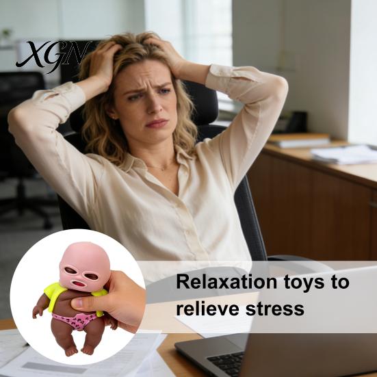 Soft Relaxation Stress Ball Babies Relief Toy with Face Guard Coat Underwear Slow Rising Anxiety Relaxing Hand Relieving Baby Squeeze Fidget