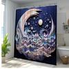 1pc Artistic Night Sky Shower Curtain - Polyester Fabric 70x70 Inches, Machine Washable Bathroom Decor with Hooks, Celestial Mou