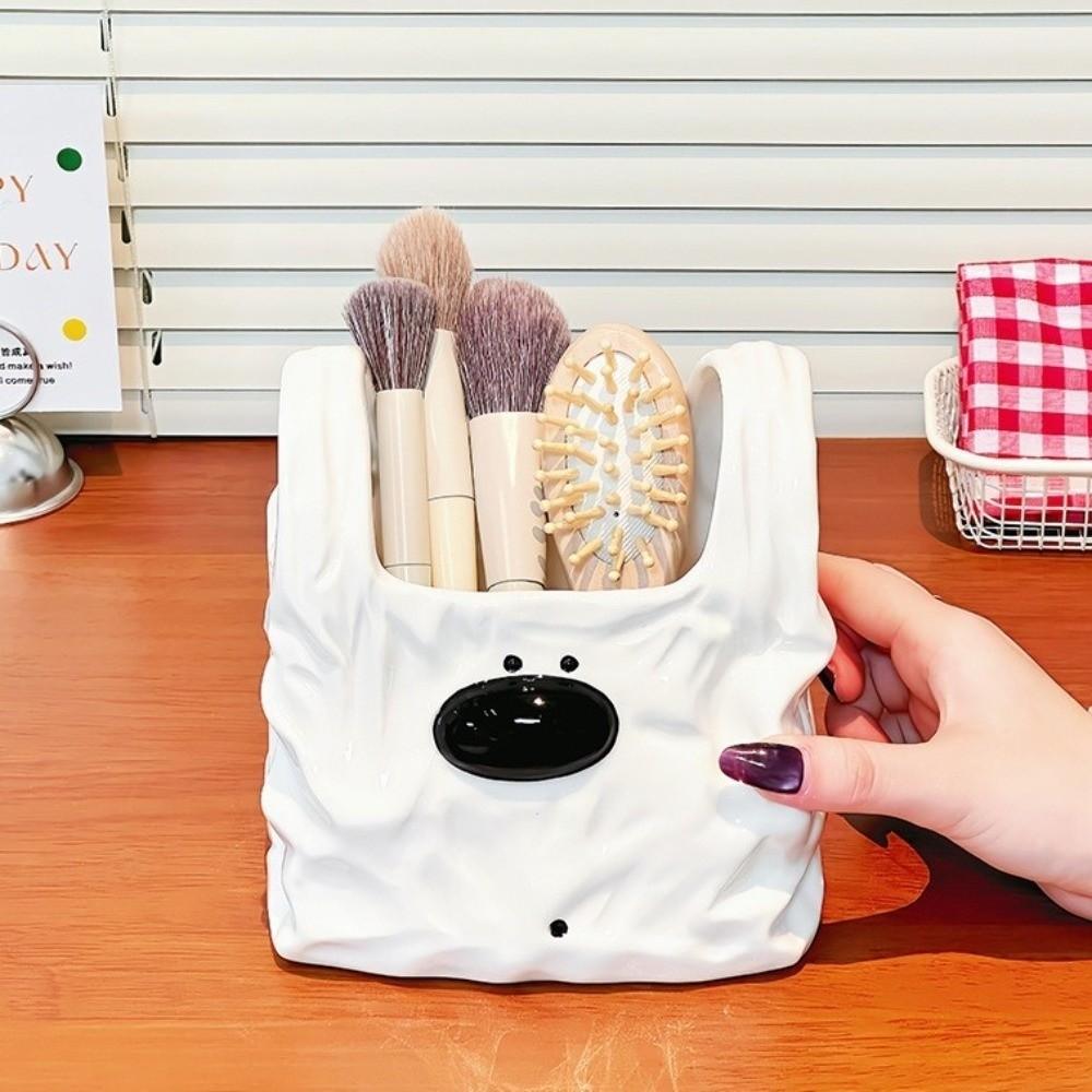 Handbag Style Ceramic Storage Box Puppy Shaped Desktop Pen Holder Desktop Organizer