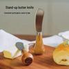 Вертикальный нож-размазка для масла и джема с деревянной ручкой - Двусторонний нож для нарезки и намазывания сыра