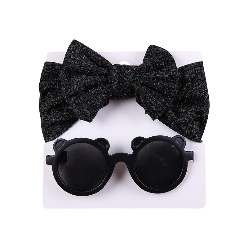 Baby Hair Accessories Summer Infant Headband Sunglasses Sun Protection Beach Kids Sun Glasses Head Band Set 2Pcs/Pack