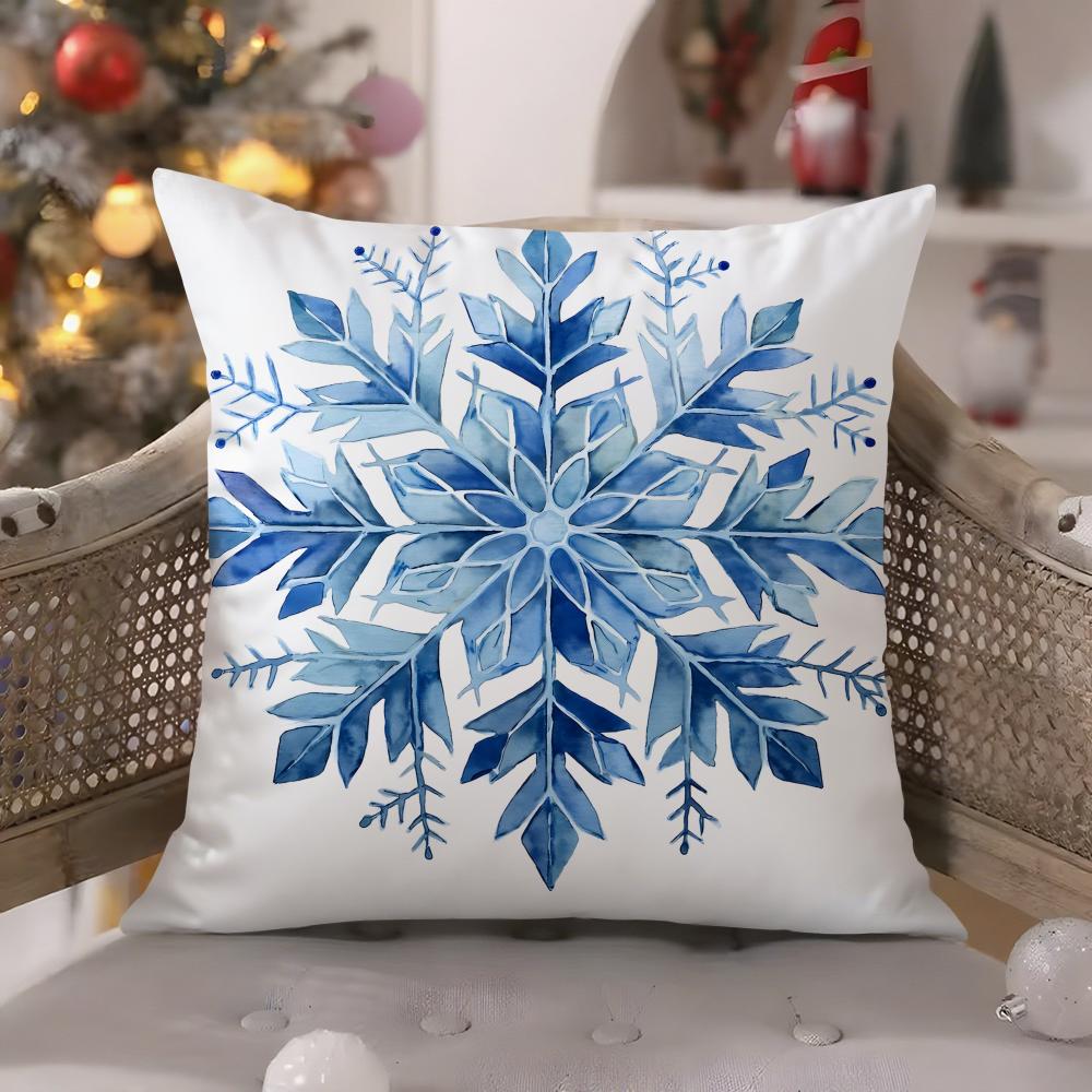 Snowflake hexagonal maple leaf print Pillow Case Comfort Sofa Bed Silky elegant Invisible zipper Decorative cushion cover