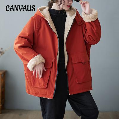 Зимняя женская куртка больших размеров с капюшоном и двумя сторонами, хлопковое пальто, теплая свободная куртка