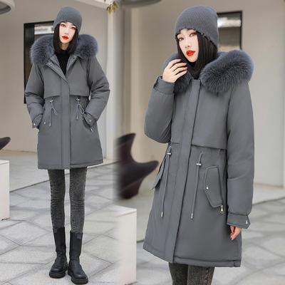 Новые зимние теплые пуховые хлопковые пальто с капюшоном, женские свободные толстые хлопковые стеганые куртки средней длины, женские однотонные парки, пальто