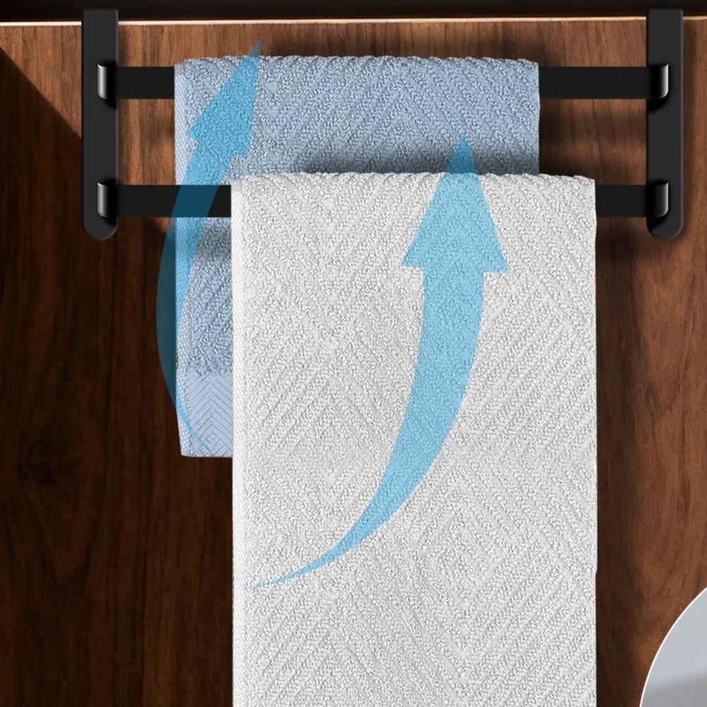 Practical Hanging Cabinet Door Towel Rack 2 Layer Rust-resistant Towel Bar No Drilling Space-Saving Towel Hanger Home