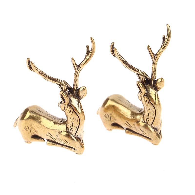 1 шт. ретро латунная рождественская миниатюрная фигурка лося, аксессуары для украшения фестиваля, мини-статуя оленя, настольное украшение, декор