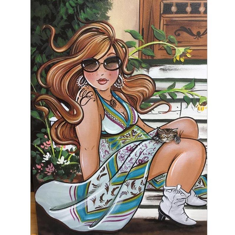 5D DIY алмазная живопись мультфильм толстая леди комплект для вышивки крестом полная дрель круглая алмазная вышивка мозаика женская картина домашний декор