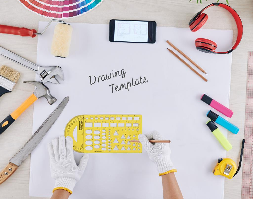 Traceease Геометрическое черчение Комбинированный шаблон Чертежный трафарет, Шаблон для проектирования Измерительная линейка