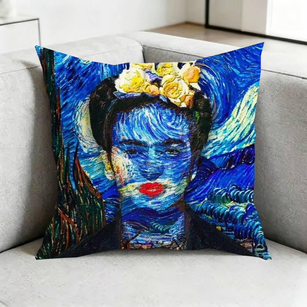 Printed Art Frida Kahlo Cartoon Pillow Case Square DoubleSided Sofa Cushion Cover Bedroom Bedside Pillow Gift