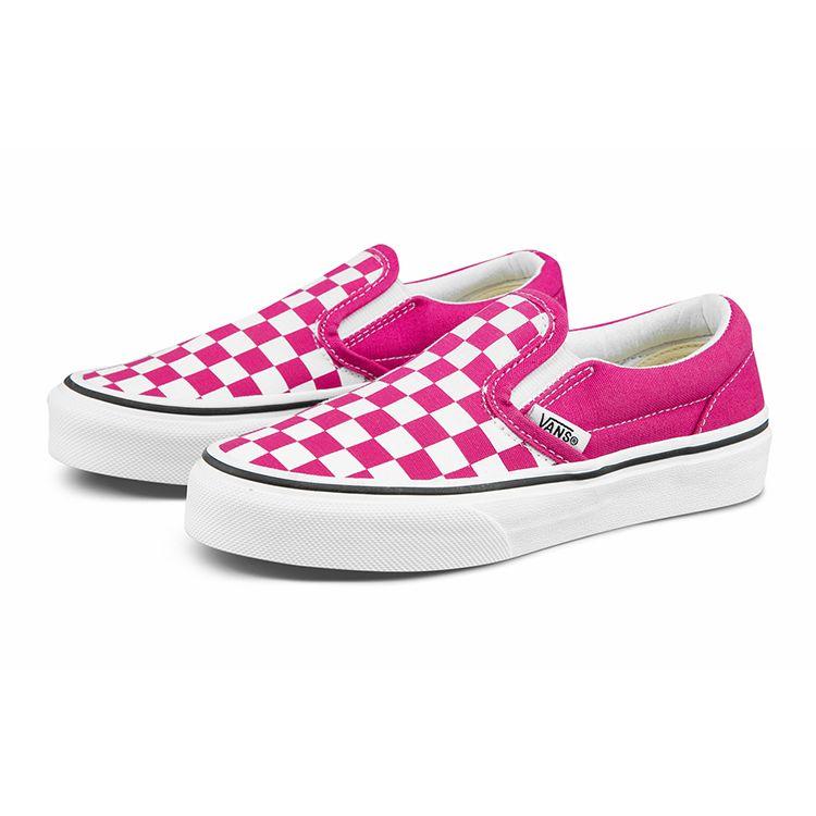 Vans Slip-On Canvas Checkerboard Low Top Kids Skate Shoes Kids Sneaker Magenta White VN0A4BUT30Z
