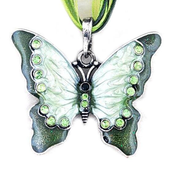 Винтажное женское эмалированное ожерелье с подвеской в форме бабочки и стразами, вечерние ювелирные изделия, подарок