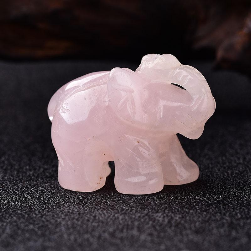 Handmade Carved Tangling Jade Elephant Gemstone Natural Crystal Figurine Good Luck Ornaments