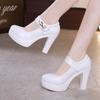 12cm Big Small Size 32-43 Elegant Silver Red Wedding Shoes Platform Pumps 2025 Spring Block High Heels Women for Model Party