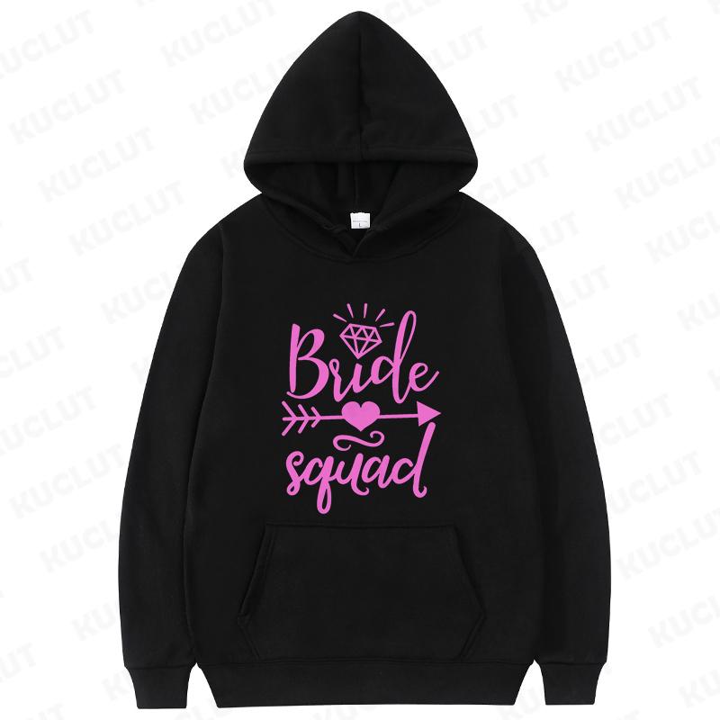 2D Bride Squad Bridal Hoodies Matching Hooded Tops with Romantic Prints Ideal for Bachelorette Party Bridal Showers Sweatshirts