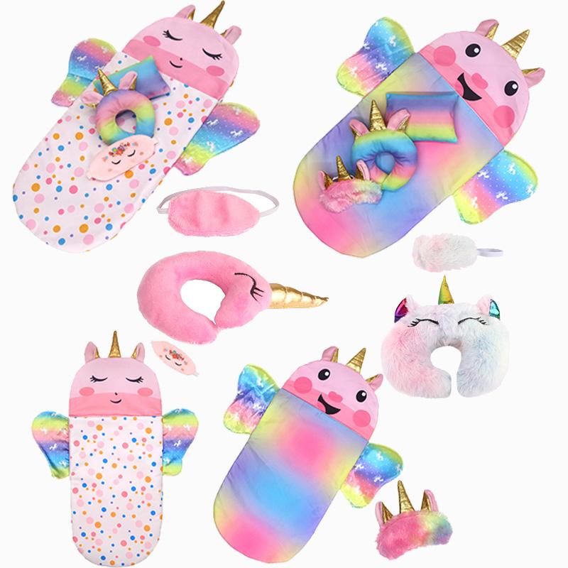 Doll Sleeping Bag for 43cm Dolls Lovely Unicorn Pillow 10-18inch Baby New Born Dolls Accessories American Girl's Birthday Gift