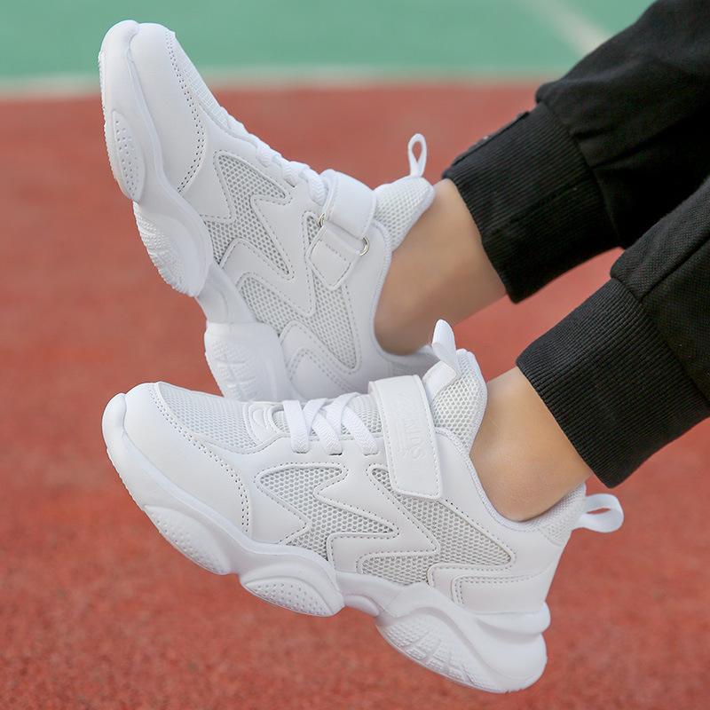 Белые кроссовки для девочек 2025 весна и осень новая сетчатая дышащая детская белая обувь универсальная белая обувь для мальчиков