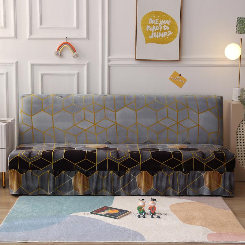 Чехол для футона без подлокотников с юбкой, раскладной, с принтом, чехол для дивана, моющийся, чехол для дивана, защитная пленка для мебели SML