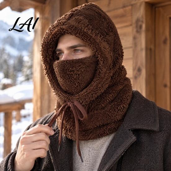 Outdoor Cycling Head Wrap 3 in 1 Hat with Scarf And Mask Soft Thickened Arctic Velvet Unisex Winter Cap Hat Windproof Elastic Thermal for