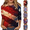 Женская модная повседневная футболка с принтом американского флага и звезд ко Дню независимости, с вырезом, рукав три четверти