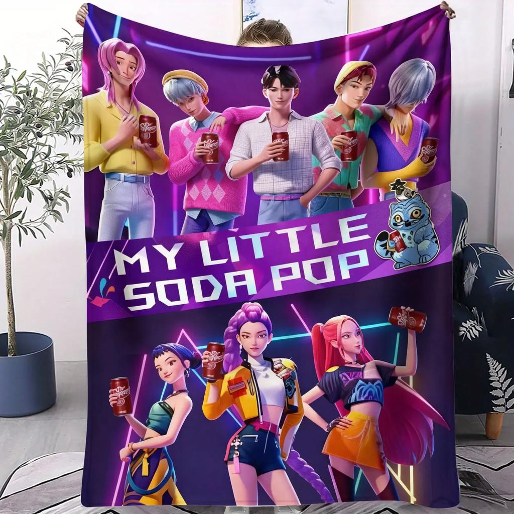 K Pop Saja Boys Cute Chibi Blanket Soft Warm Flannel Throw Anime Fan Gift for Travel Camping Sofa Bed Cover Living Room Decor