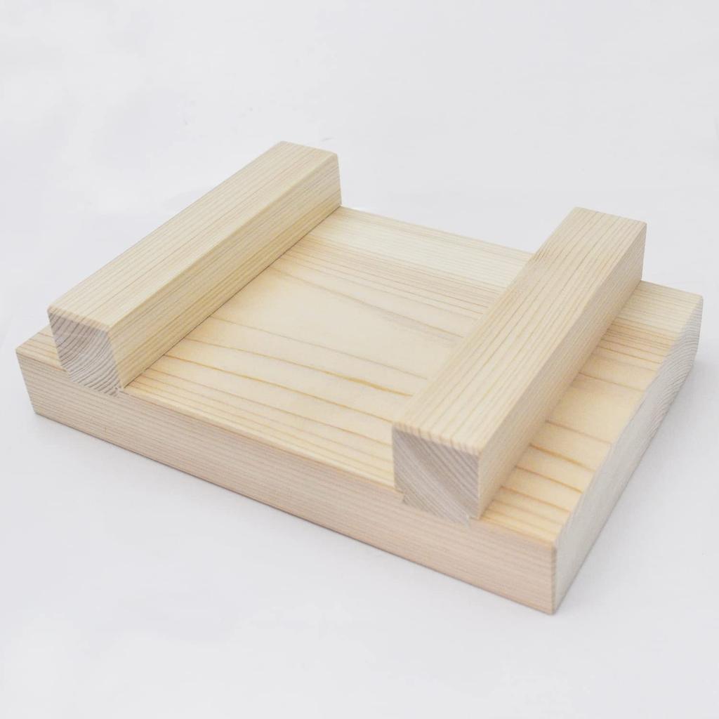 Ichihara Woodworking Sushi Serving Thick Hinoki Plank 21cm Wide X 14cm Deep X Made In Japan "Kufujin" Stand, Wood, Grain, 5.5cm High,