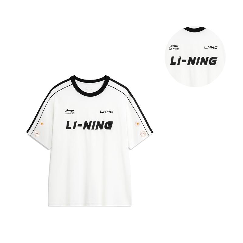 Li Ning Хризантема Весна Лето Американский Винтаж Буква Свободная Удобная Повседневная Футболка с Коротким Рукавом Унисекс AHSU657-1(КОМАНДА702-3.4.9)
