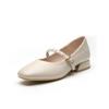 Cowhide Model~ 2024 New Spring and Autumn French Single Shoes Women's Thick Heel Retro Pearl Low Heel Versatile Gentle Mary Jane