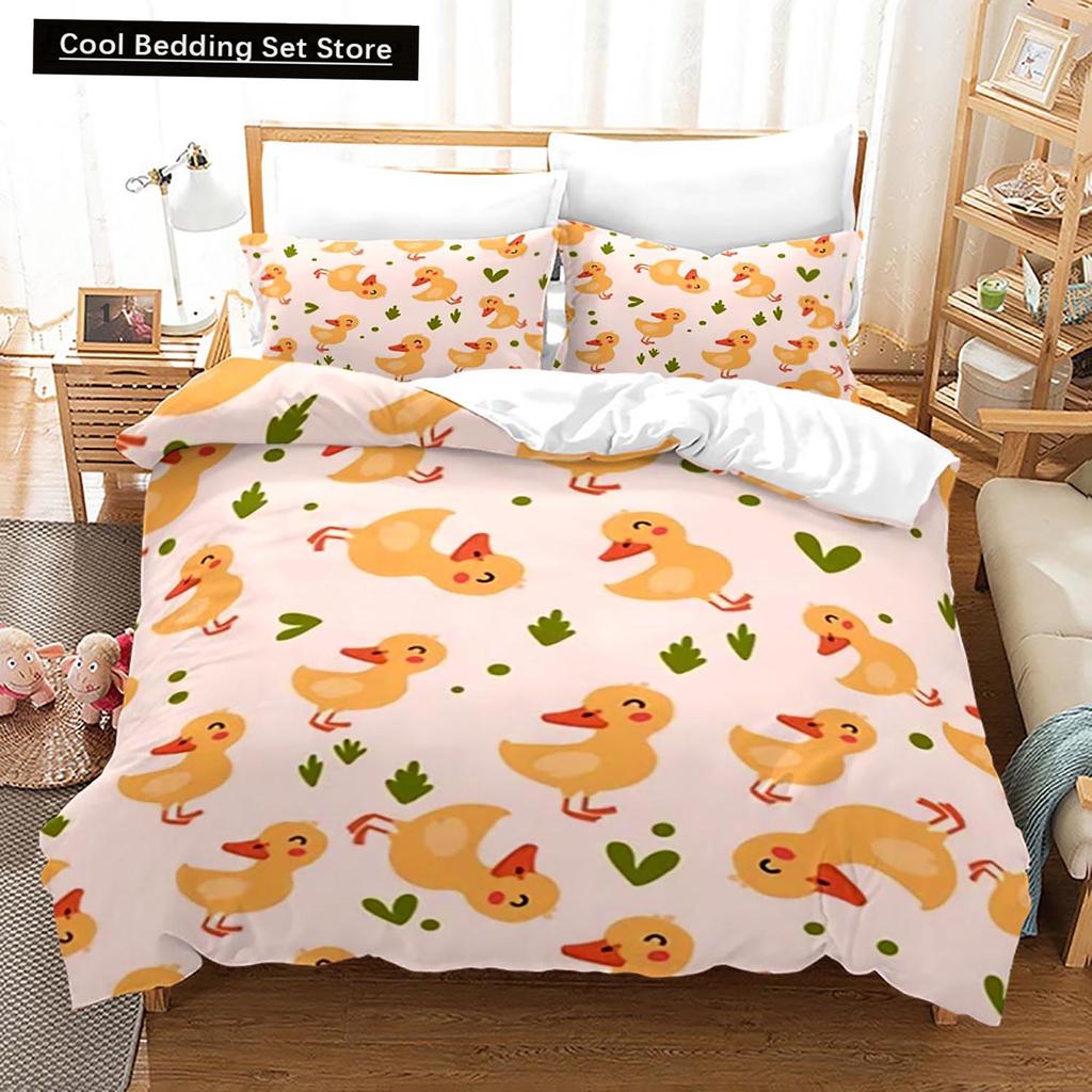 Yellow Duck Bedding Set Single Twin Full Queen King Size Little Duck Bed Set Aldult Kid Bedroom Duvetcover Sets 3D Print 015