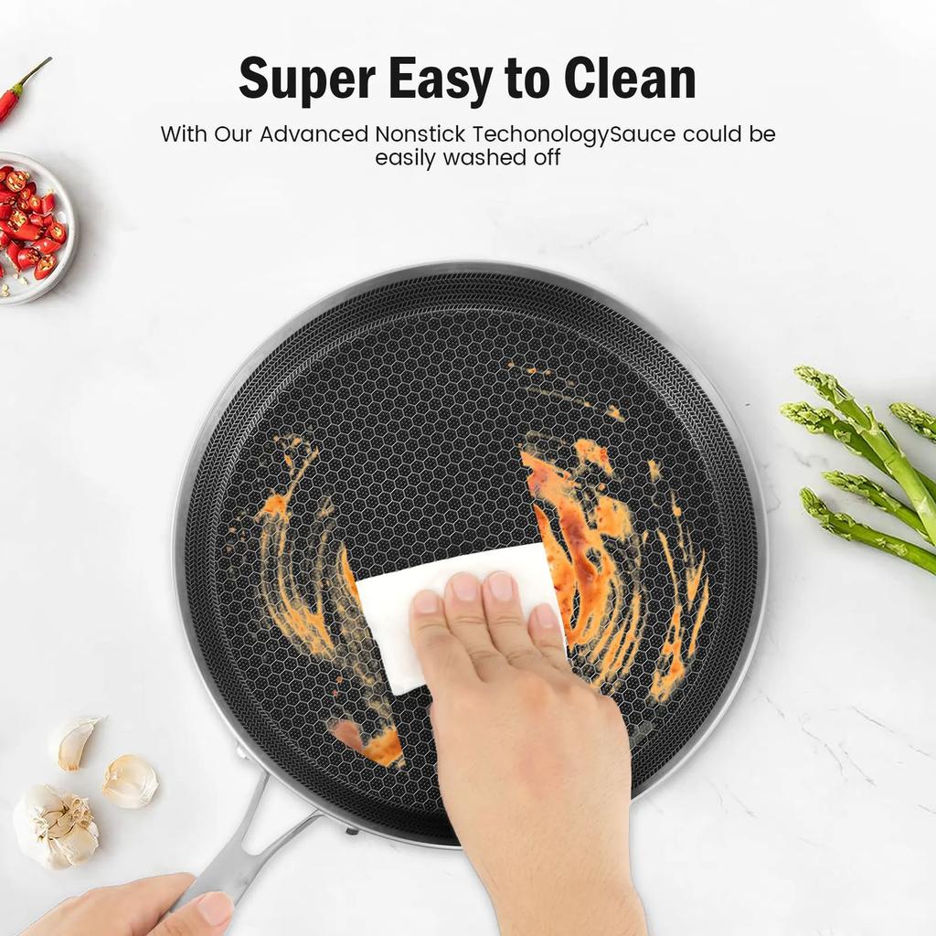Crepe Pan Nonstick Honeycomb Dosa Pan Stainless Steel Ergonomic Handle Kitchen Pancake Pan Induction Compatible Tortilla Pan