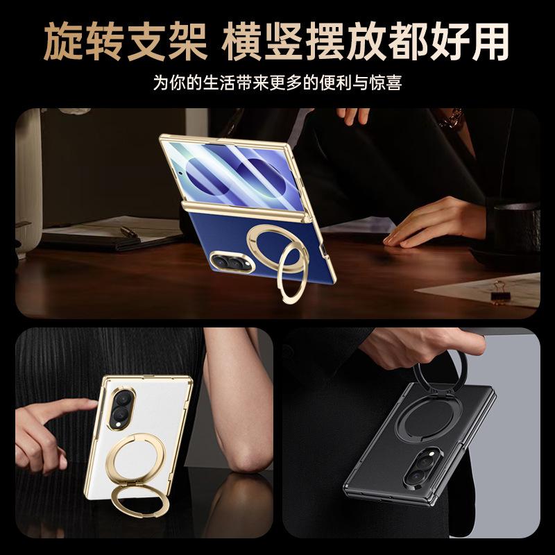 Применимо для Samsung ZFold1 магнитный гальванизированный простой кожаный чехол для мобильного телефона складной экран центральный шарнир вращающаяся подставка защита от падения