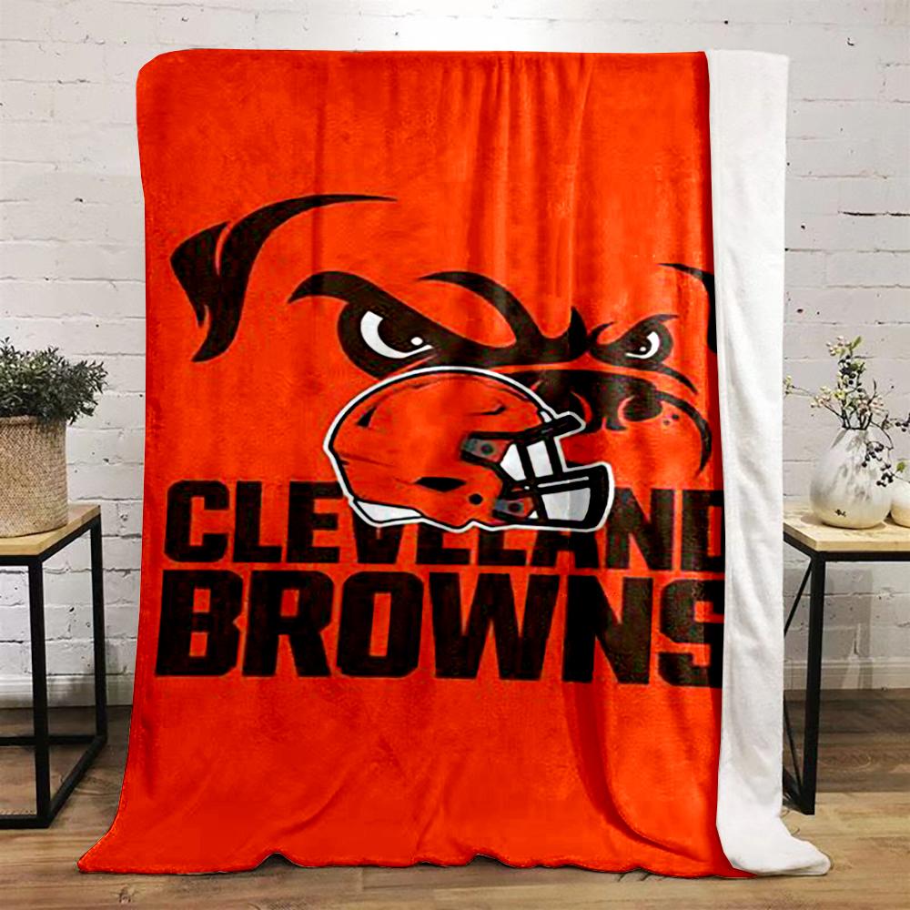Cleveland Browns Logo with Bulldog Design Flannel blanket for bedroom, living room, sofa, and nap sofas