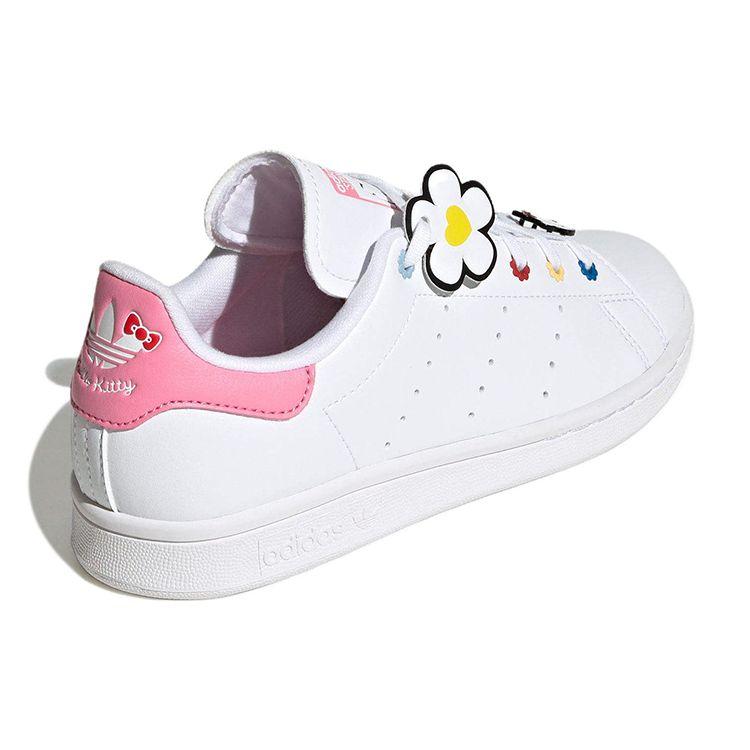 Кроссовки Hello Kitty x adidas Stan Smith J с цветочной вышивкой и бусинами для детей, белые/облачно-белые/нежно-розовые ID7230