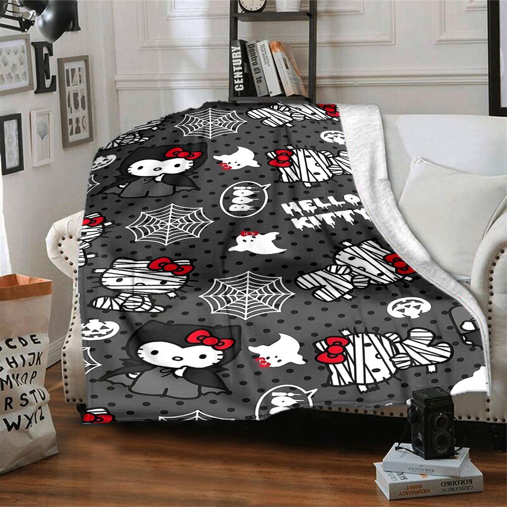 1 шт. Плед Хэллоуин Hello Kitty Легкий фланелевый плед для дивана, кровати, путешествий, кемпинга, гостиной, офиса, дивана, кресла