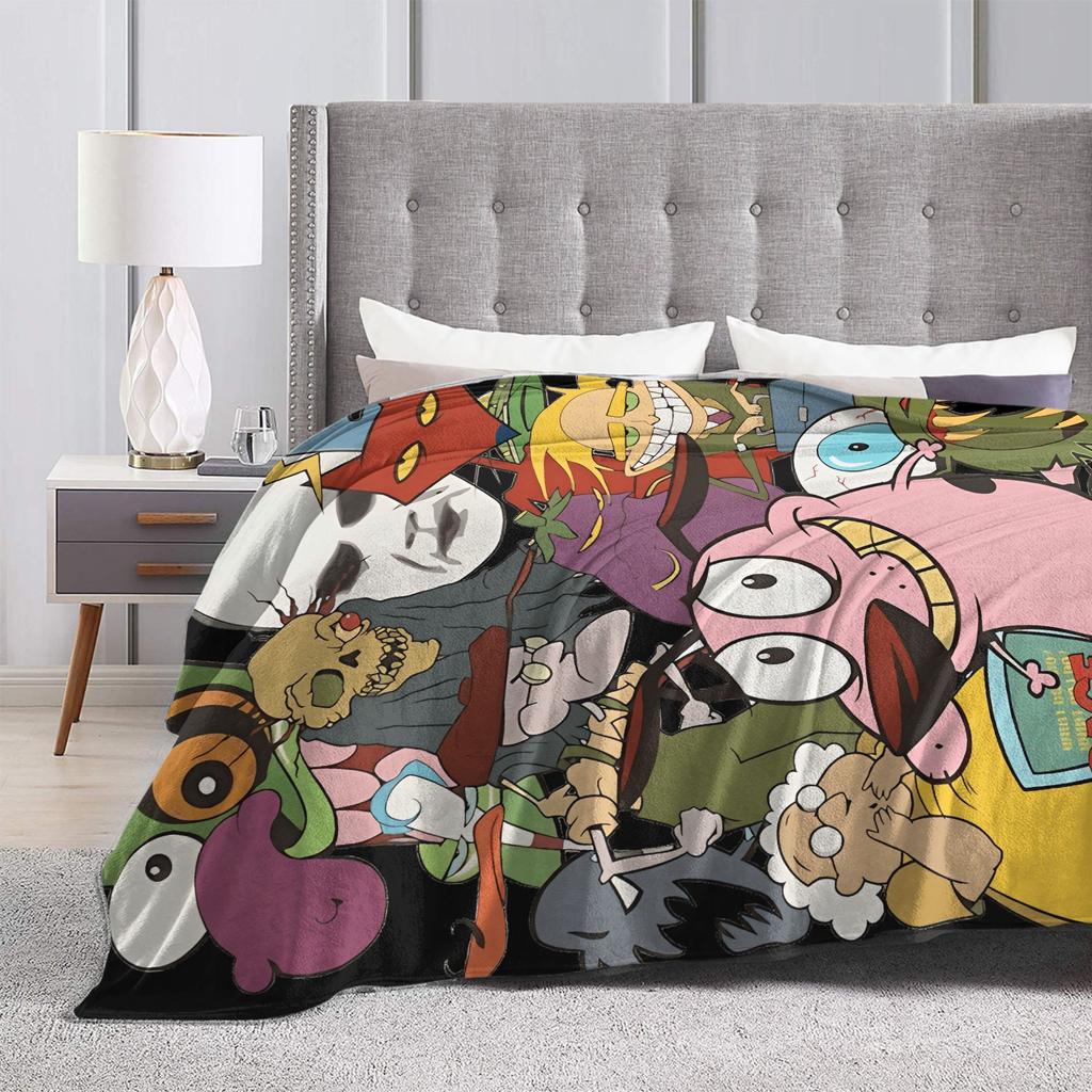 Courage Cowardlys Dog Blanket Quality Super Soft Throw Blanket Winter Boy Girl Couch Chair Funny Bedspread