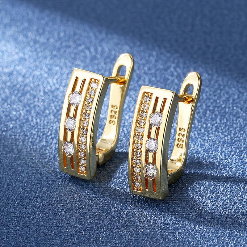 925 Sterling Silver Earrings for Women Round Zircon Earrings Sparkling Party Wedding Jewelry Gift Accessories