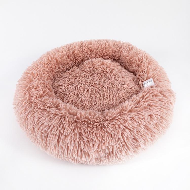 Pet Dog Bed Warm Fleece Round Dog Kennel House Long Plush Winter Pets Dog Beds For Medium Large Dogs Cats Soft Sofa Cushion Mats