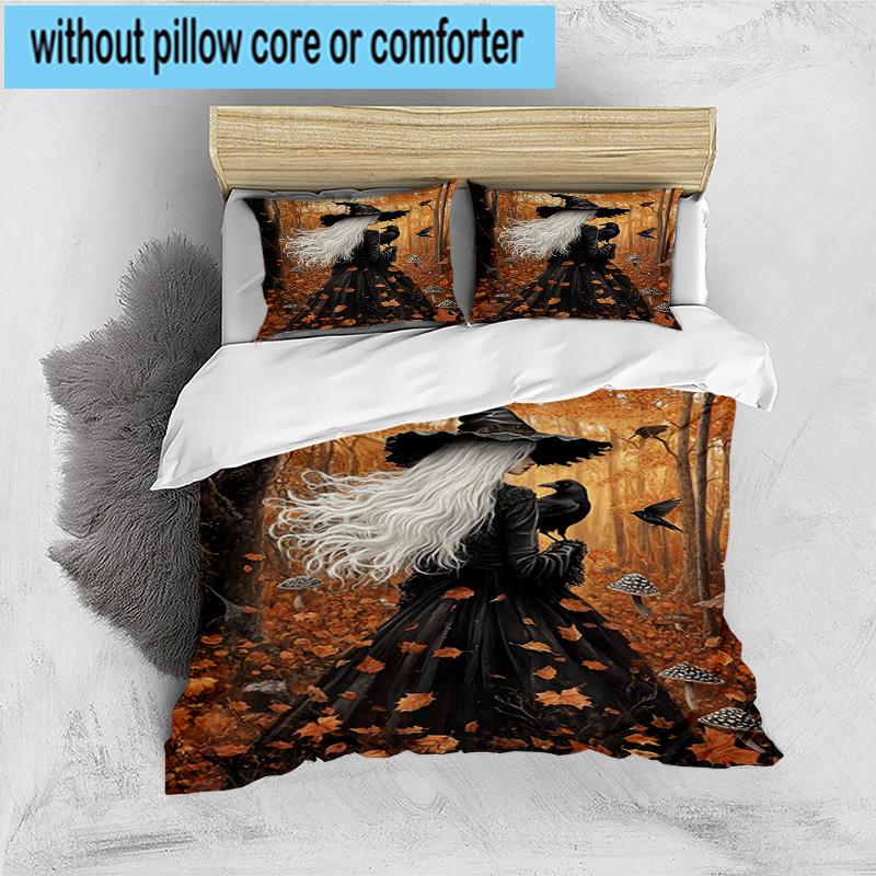 Witchcraft In The Moonlight 3pcs Bedding,Including 1pc Duvet Cover And 2pcs Pillowcases Perfect for Christmas,Ideal for Bedroom, Dormitory