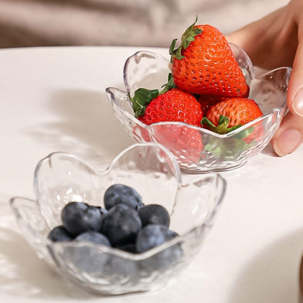 8pcs Hammer Pattern Cherry Blossom Sauce Dishes Transparent Fruit Salad Bowl Sauce Bowl  Ice Cream
