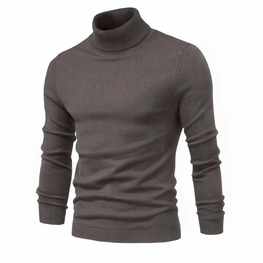 Men S Slim Fit Solid Color Long Sleeve Half High Neck Knit Sweater