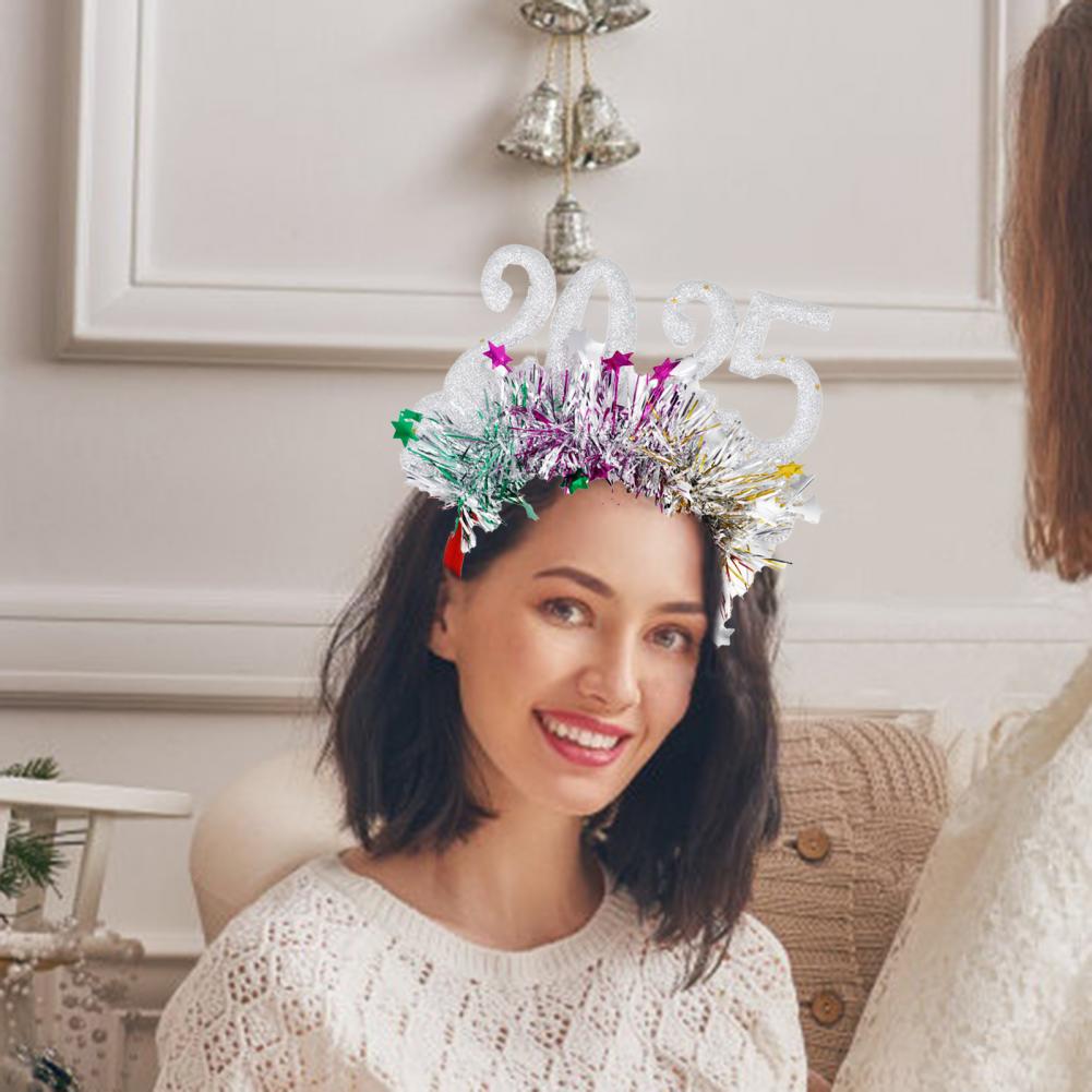 Обруч для волос с блестками для косплея 2025, декор в виде цифр, новогодняя повязка на голову, высокоэластичная дизайнерская повязка для волос, украшение для рождественской вечеринки