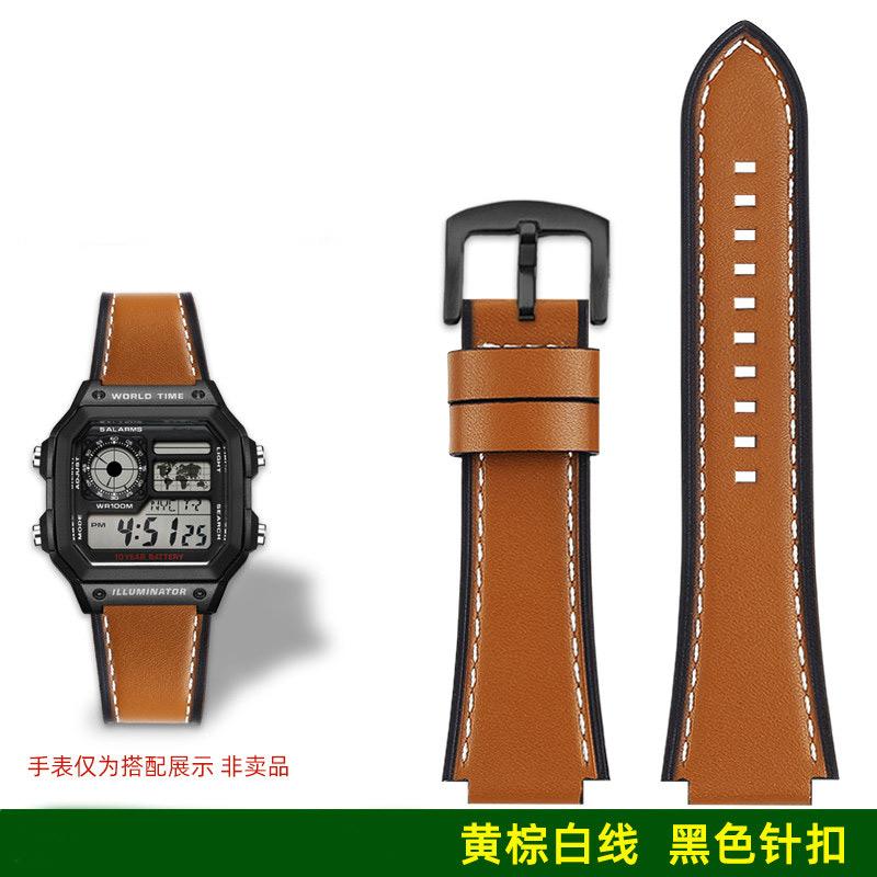 AE1200 A158 Ретро Натуральная Кожаная Ремешок Для Casio DW-H5600 A168 AE1300 Винтажный Браслет Часов Мужской Выпуклый рот Бычья кожа Браслет 18 ММ