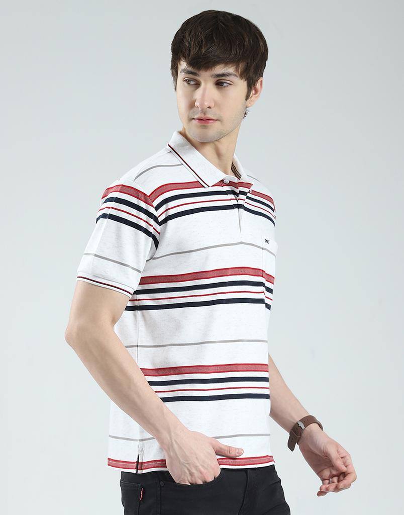 MONTE CARLO Men's Regular Fit Striped Half Sleeve Polo T-Shirt