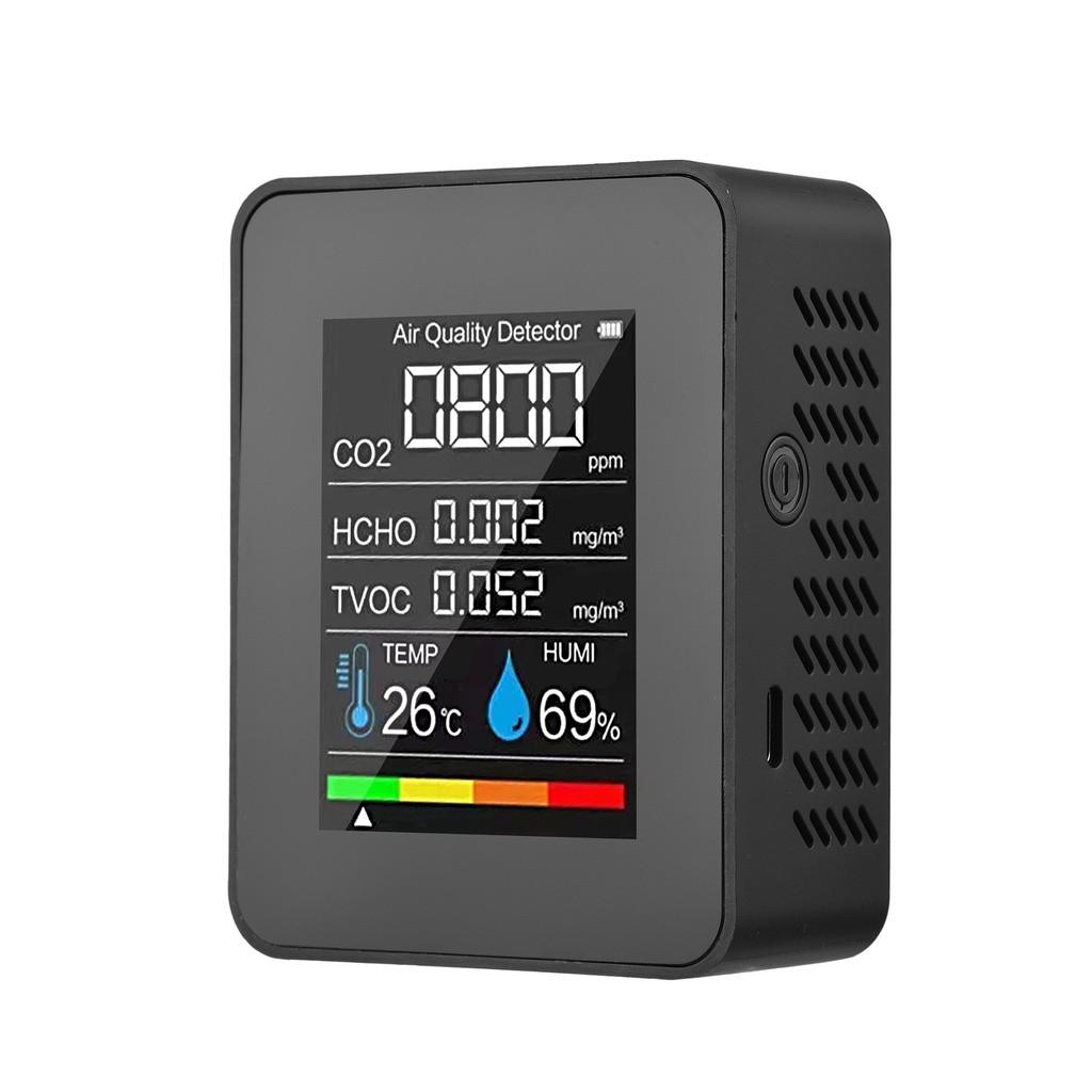 Portable Multifunction Indoor Air Quality Monitor LCD Digital Color Screen CO2 Detector 5 In 1 Formaldehyde TVOC Tester
