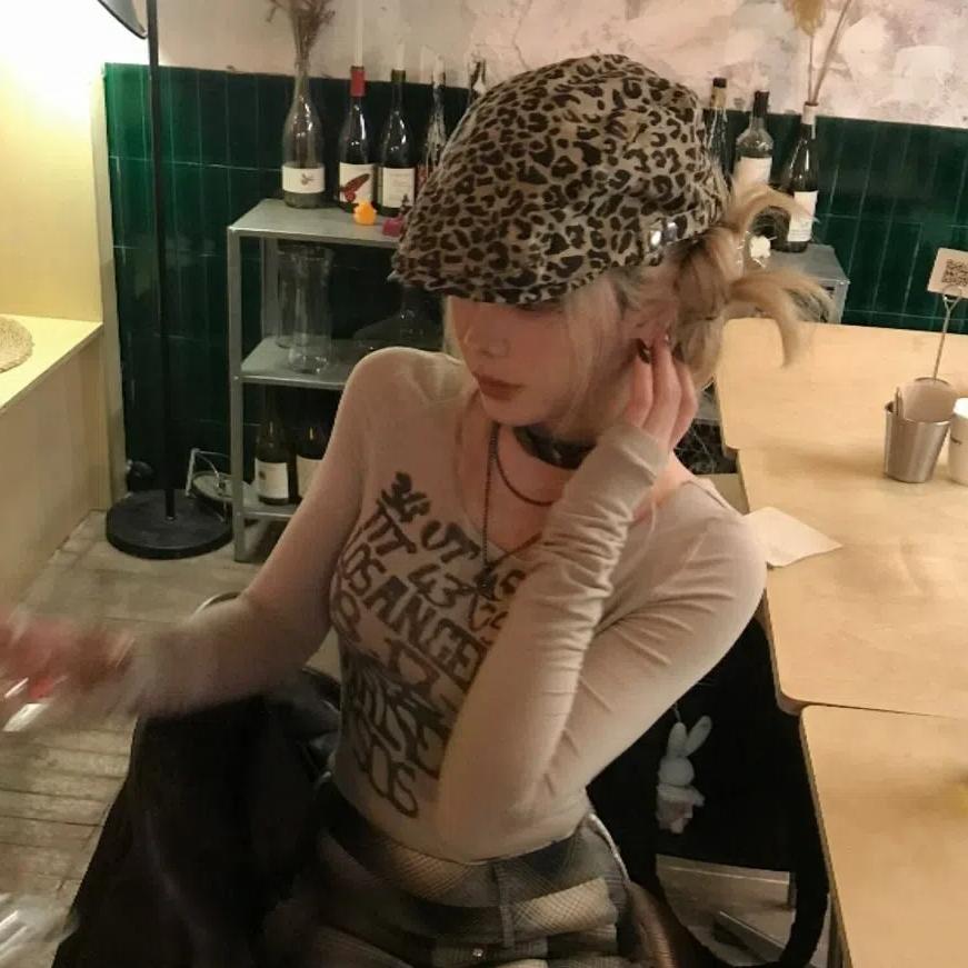 Корейский стиль леопардовый принт берет плоская кепка газетчика ретро леопардовый художник шляпа женская