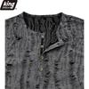 Мужская футболка с коротким рукавом, рваная, ретро, мужская мода, рубашка-henley, мужские повседневные модные топы, приталенный крой