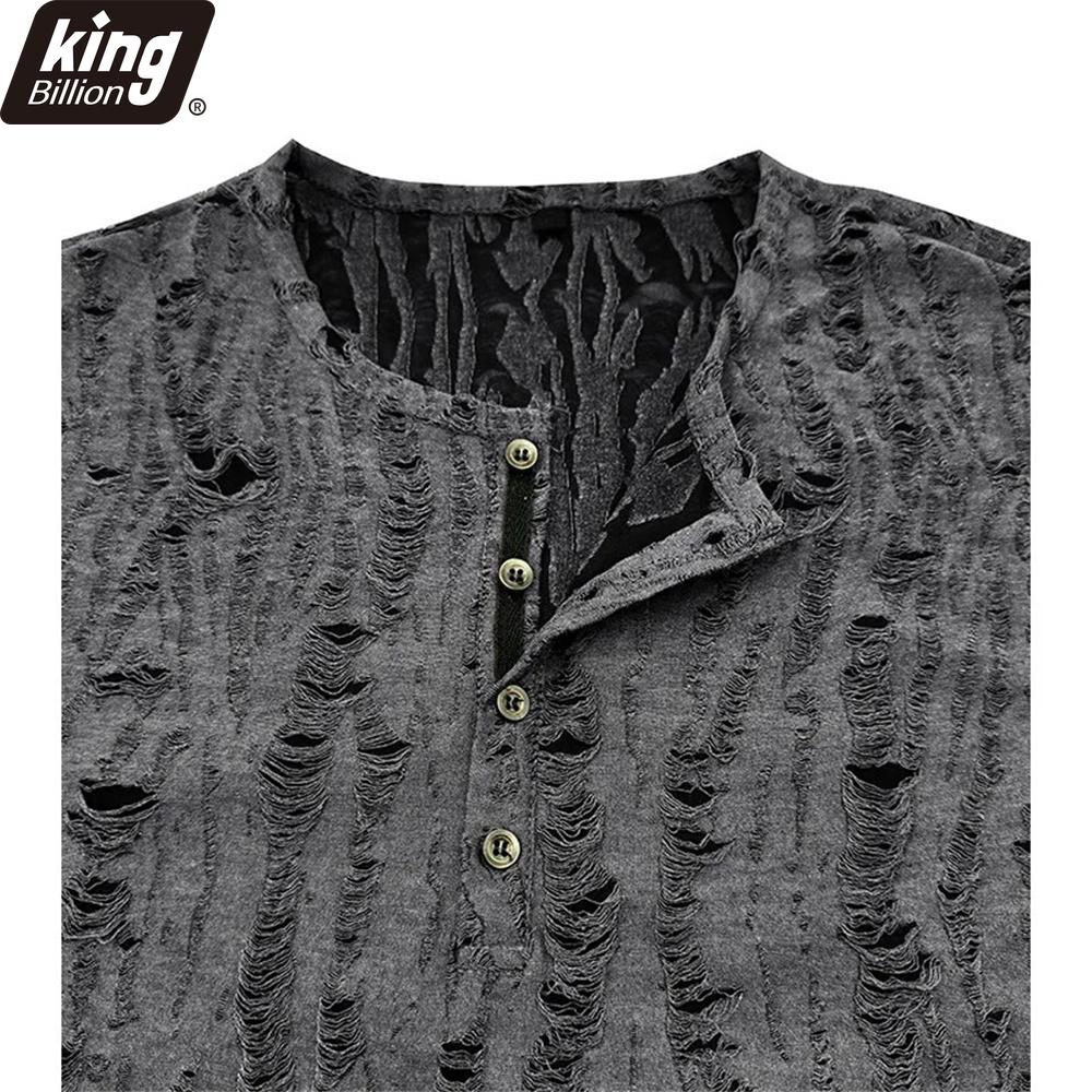 Мужская футболка с коротким рукавом, рваная, ретро, мужская мода, рубашка-henley, мужские повседневные модные топы, приталенный крой