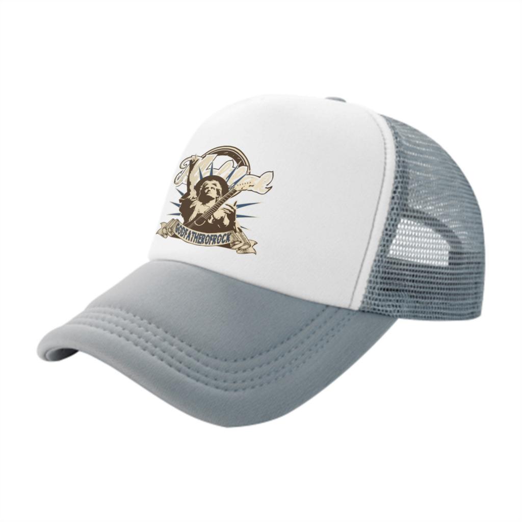 Godfatherofrock Graphic Print Trucker Hat Adjustable Polyester Mesh Back Cap Casual Unisex