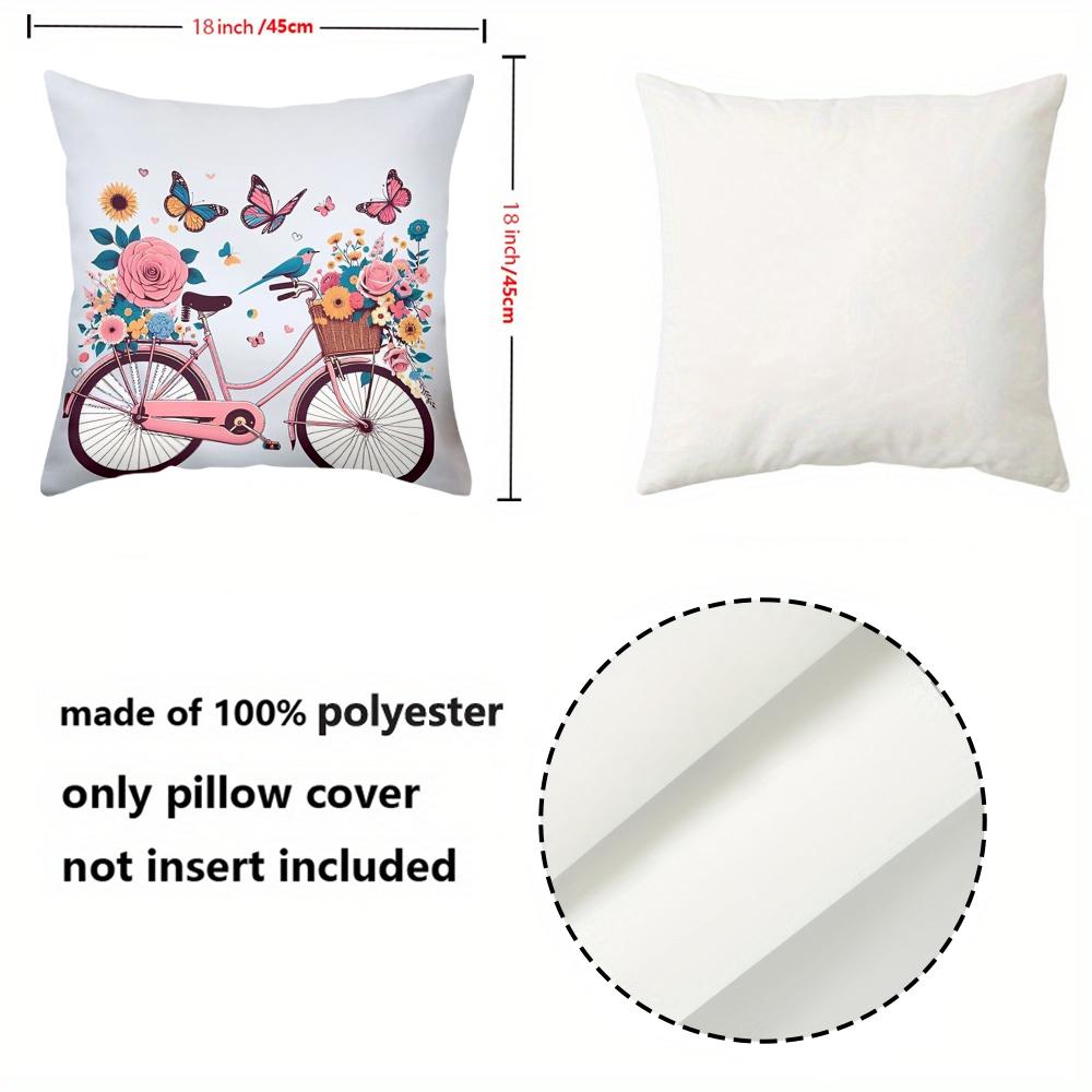 1 Pieces Floral Bicycle Pillow With Butterflies And Bird Polyester pillowcase, sofa decorative cushion cov Headboard Pillow