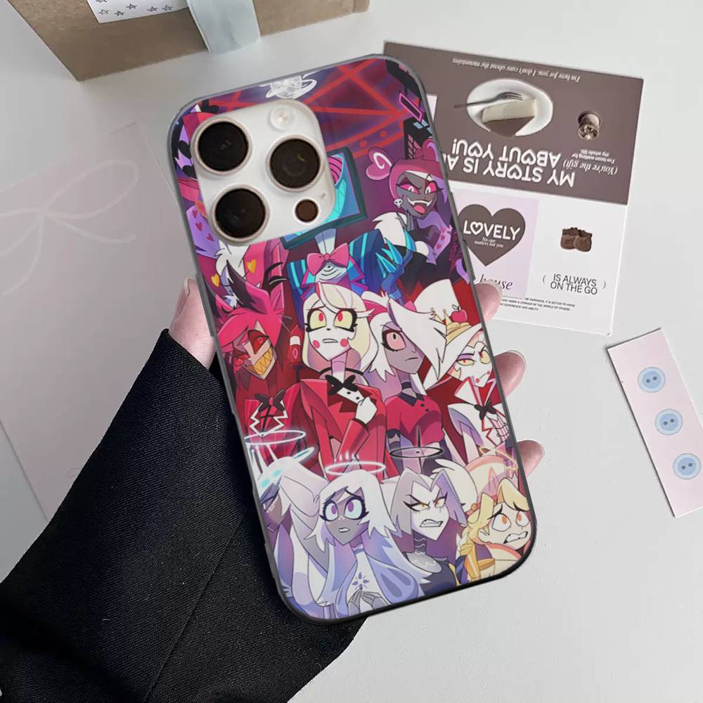 H-Hazbin H-Отель Чехол для телефона с гофрированной полосой Для iPhone 17 16 15 14 13 12 11 Pro Max Plus Pro Ударопрочный чехол