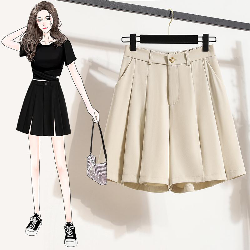 DIMANAF 2025 Шорты больших размеров Летние женские однотонные брюки с широкими штанинами Высокая талия Свободные повседневные короткие брюки Базовые Шаровары Новинка